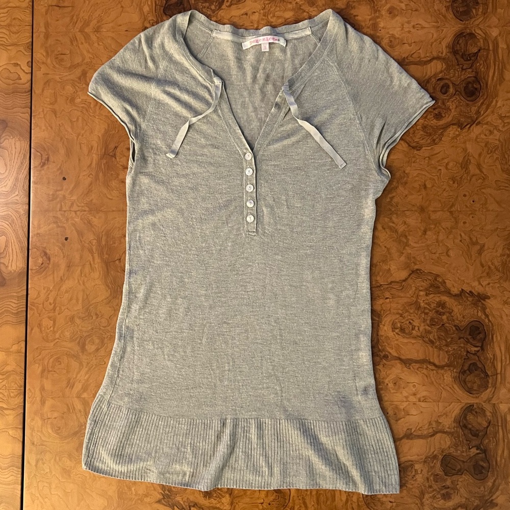 Berenice Lightweight Viscose Mint Green Short Sleeve Tunic Sweater Size S